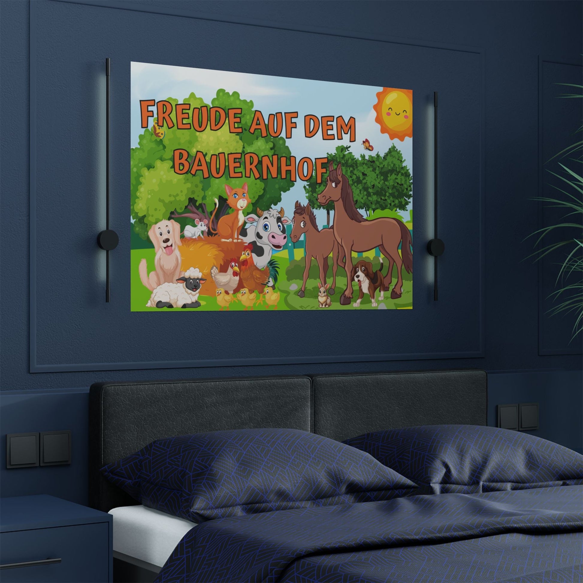 Süßes Tierfarm Satin Poster, Kinderzimmer Dekor, Bauernhof - Familientruhe