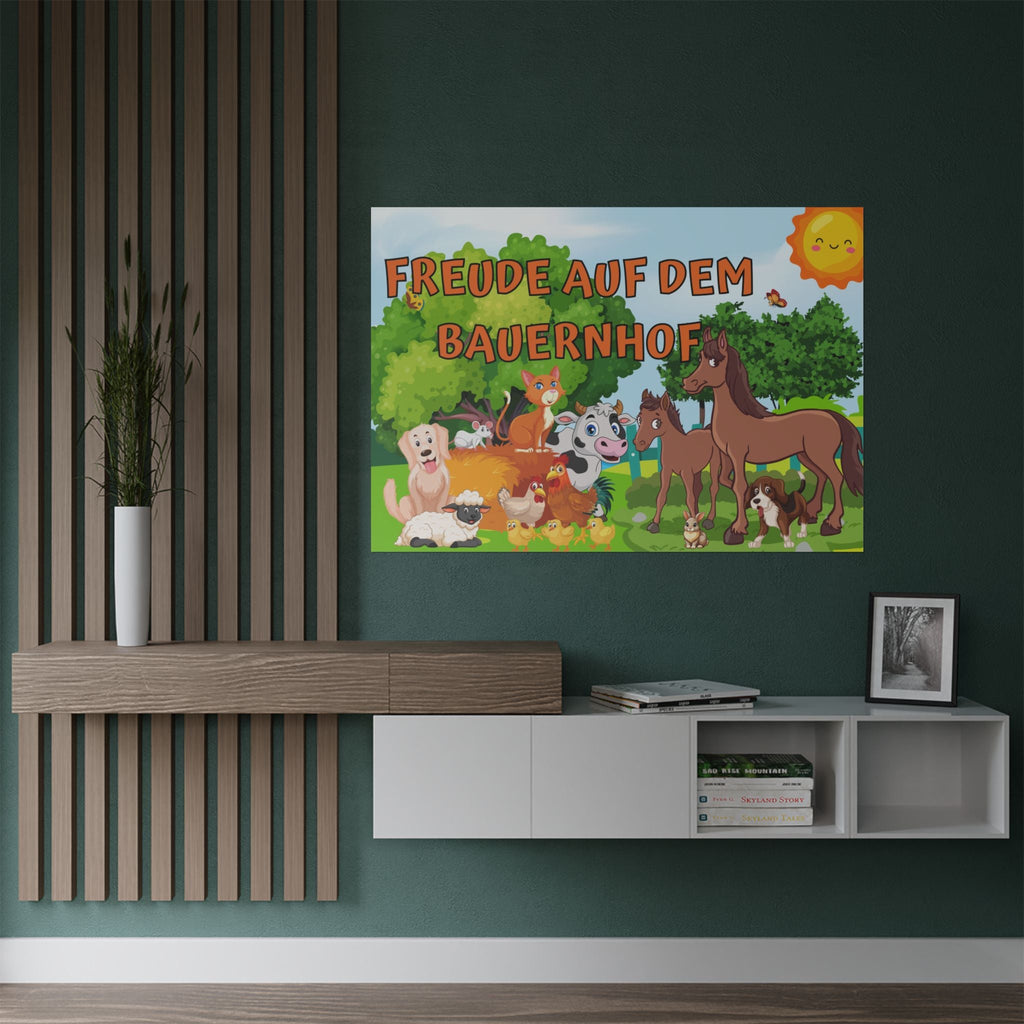 Süßes Tierfarm Satin Poster, Kinderzimmer Dekor, Bauernhof - Familientruhe
