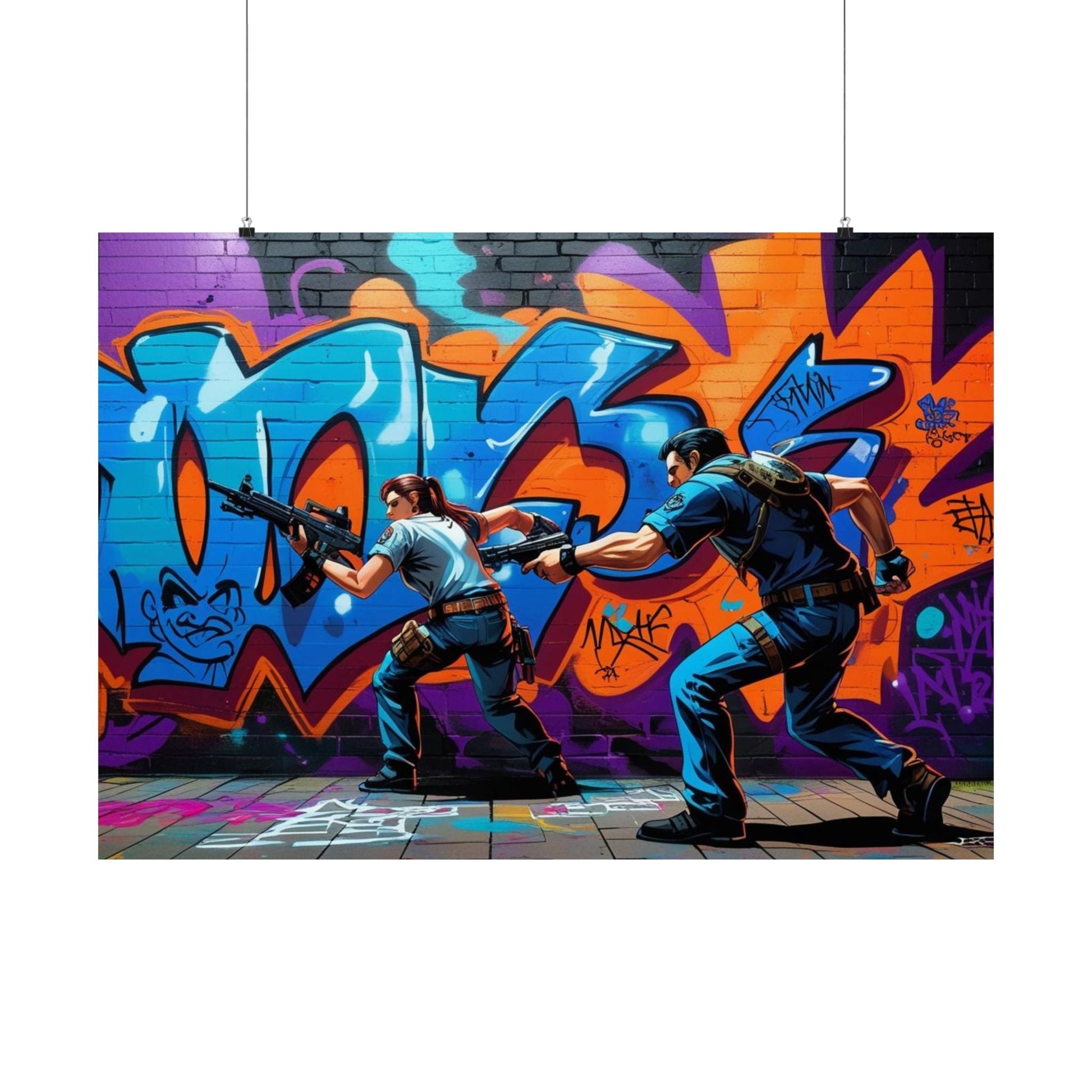 Urban Art Satin Poster, Street Art Dekor, Rapper und Straßenkultur - Familientruhe