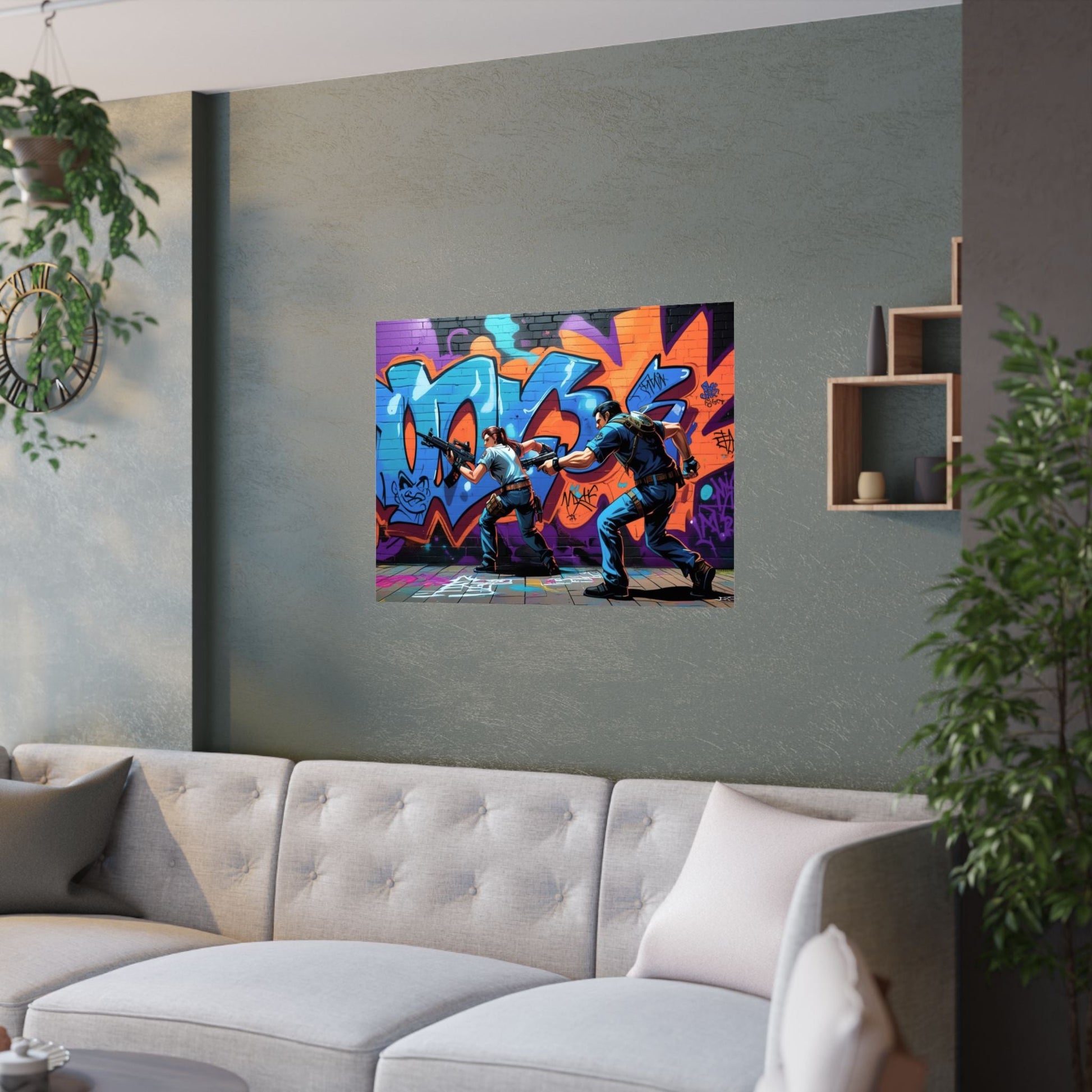 Urban Art Satin Poster, Street Art Dekor, Rapper und Straßenkultur - Familientruhe