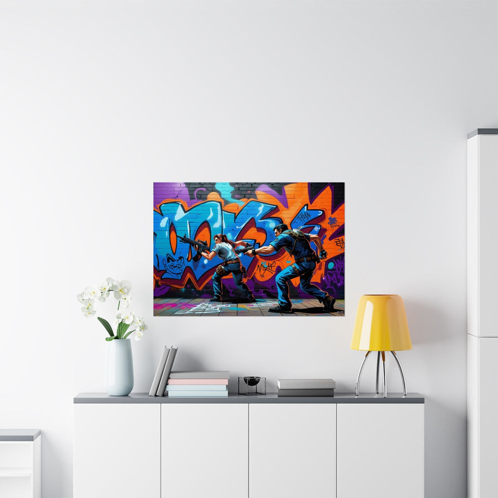 Urban Art Satin Poster, Street Art Dekor, Rapper und Straßenkultur - Familientruhe