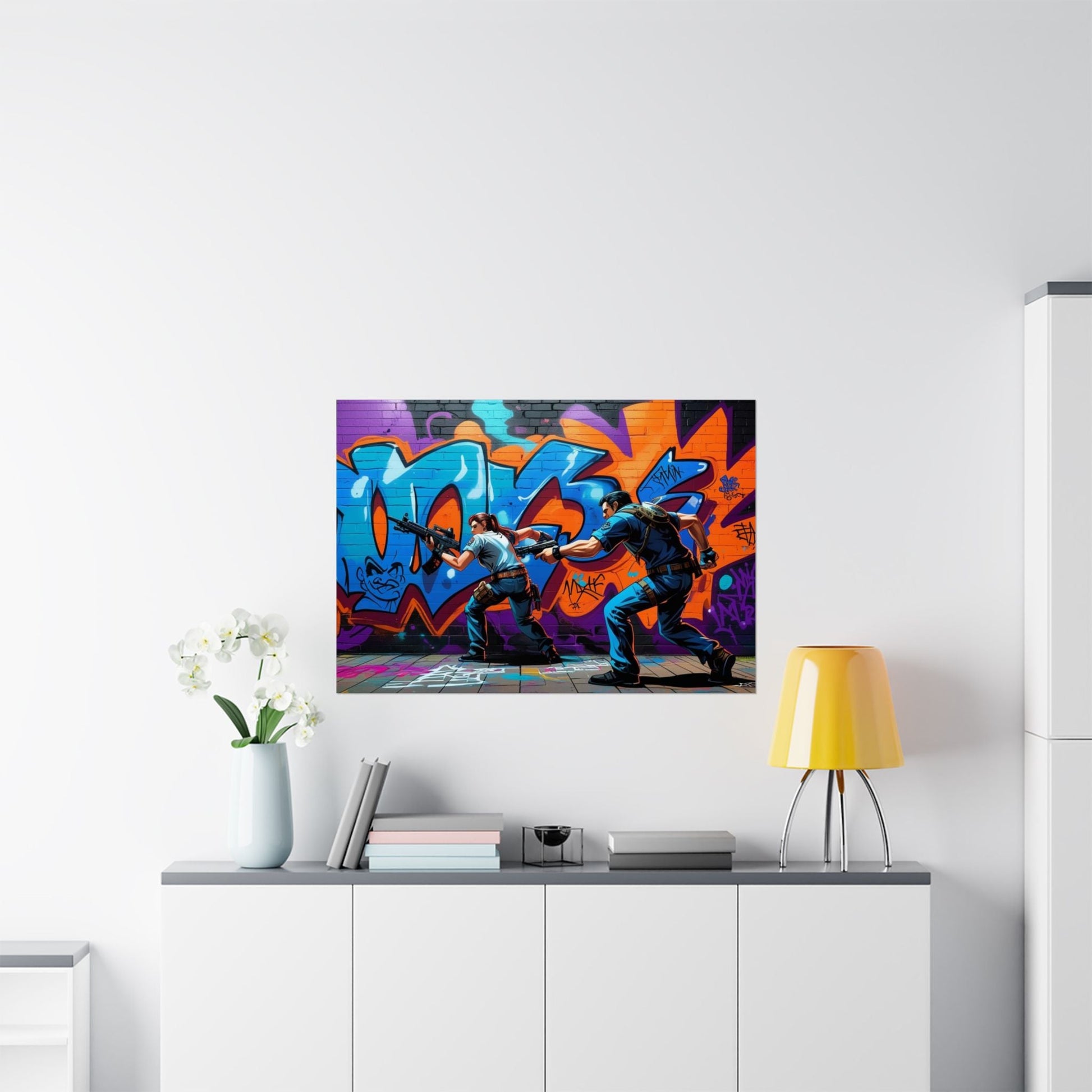 Urban Art Satin Poster, Street Art Dekor, Rapper und Straßenkultur - Familientruhe