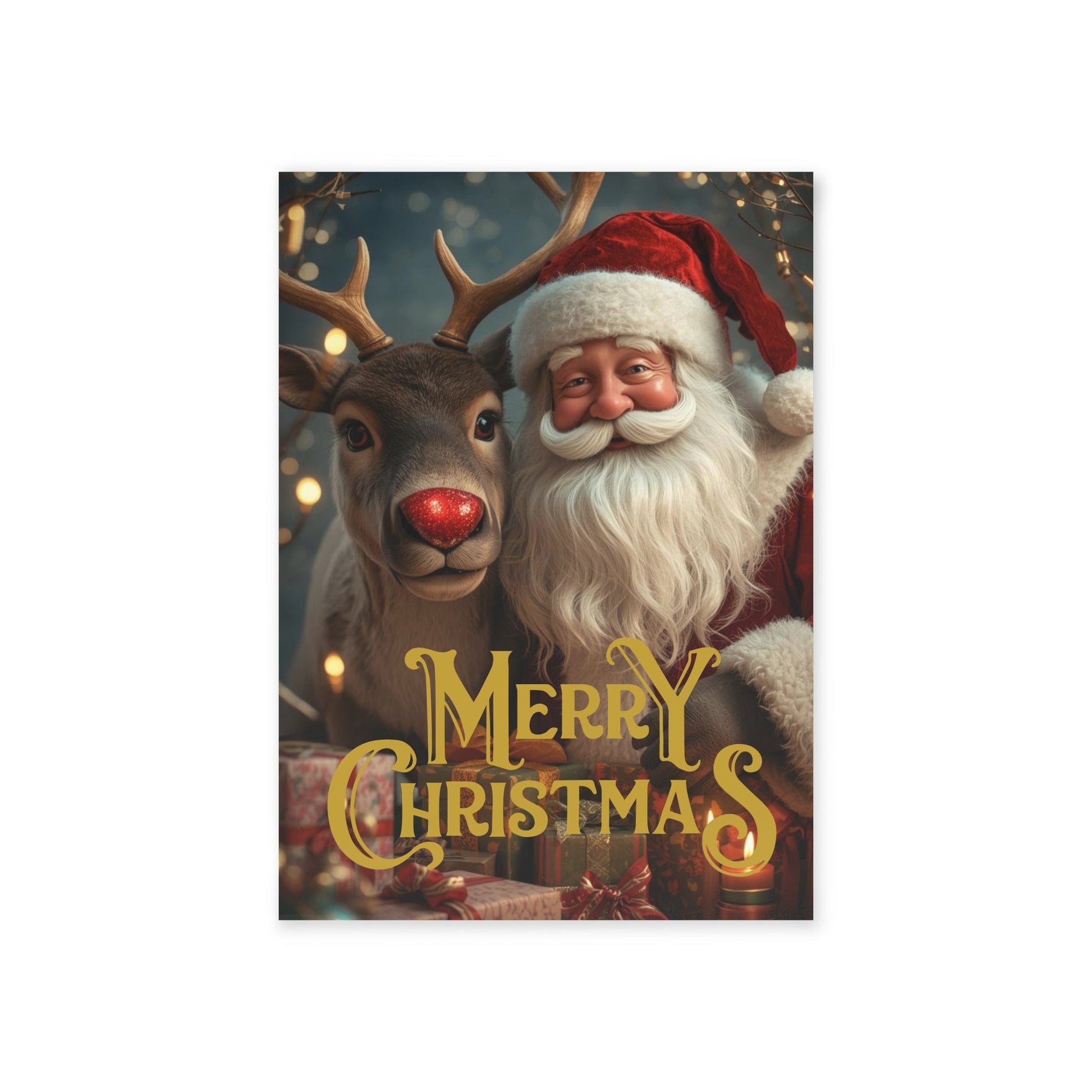 Weihnachtskarten mit Weihnachtsmann und Rentier - Familientruhe