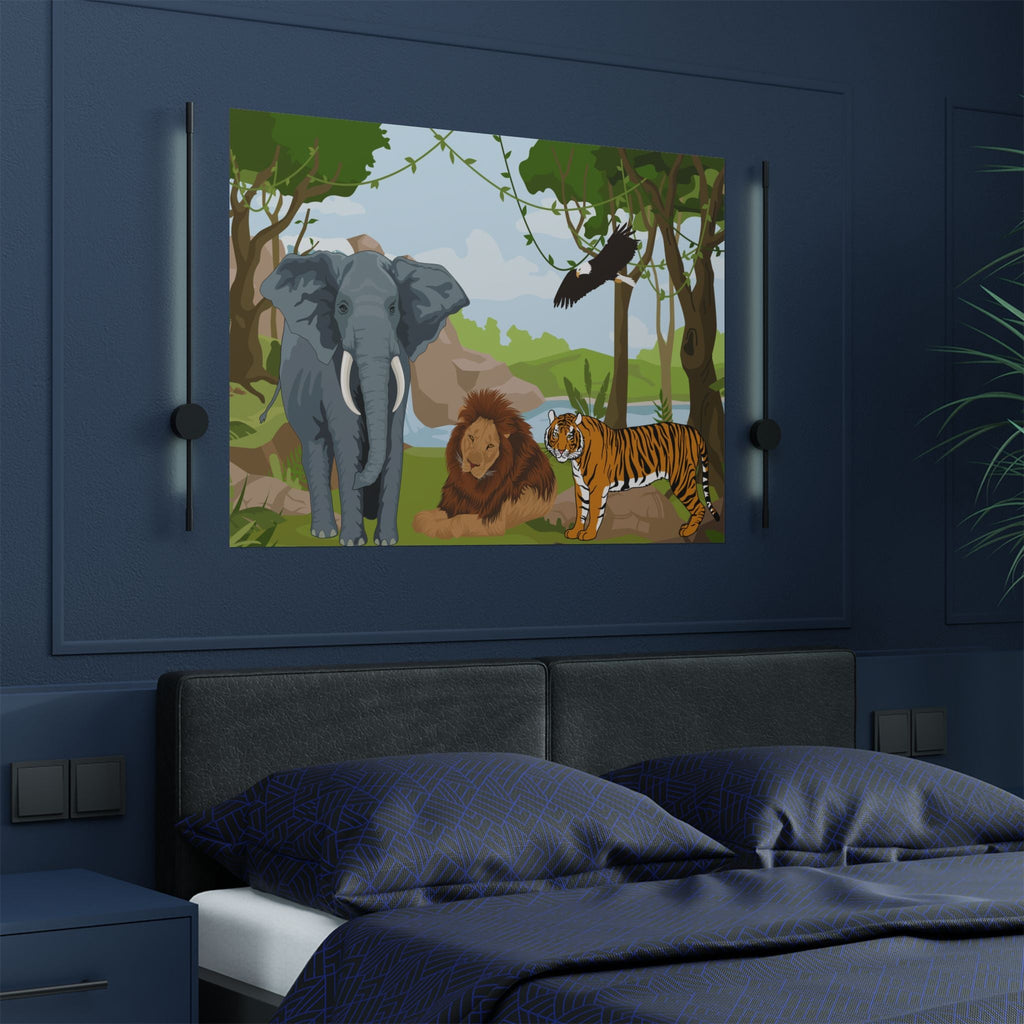 Wildlife Adventure Satin Poster, Dschungel Kunstdruck - Familientruhe