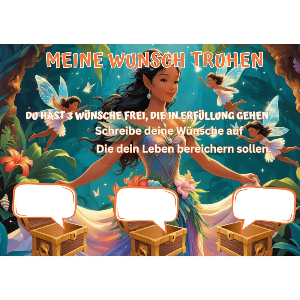 Poster für deine Wünsche-Kobold Prinzessin mit kleine Feen Digital