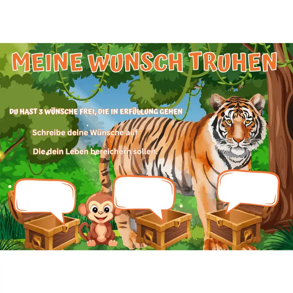 Poster für deine Wünsche-Tiger und Affe Kinder Digital Nr.2
